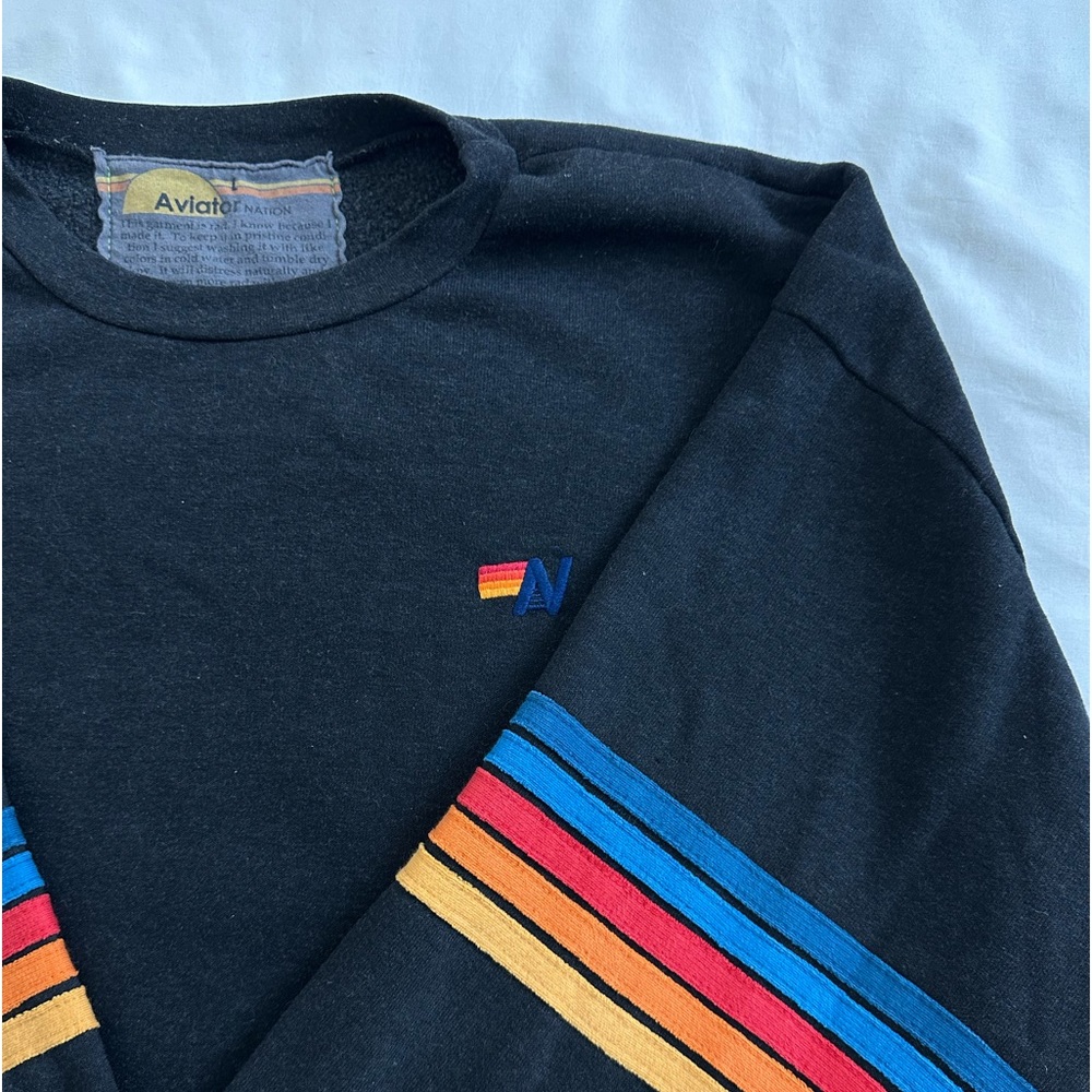Aviator Nation Rainbow Stitch Crewneck